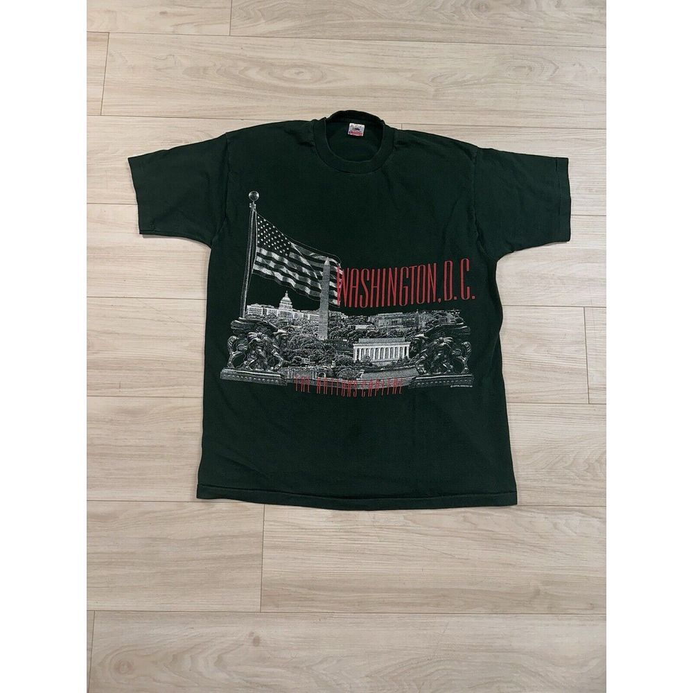 VTG Washington DC Shirt Mens Extra Large Green‎ Single Stitch 90s Made USA Tee